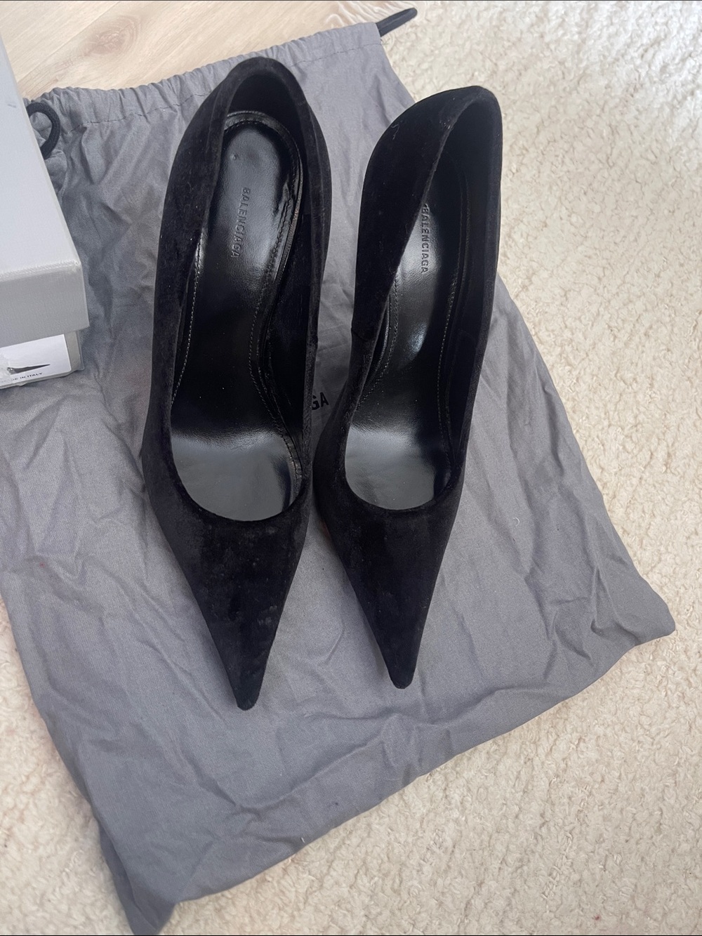 Balenciaga Black Suede Pointed Toe Pumps 38 - Picture 2 of 3